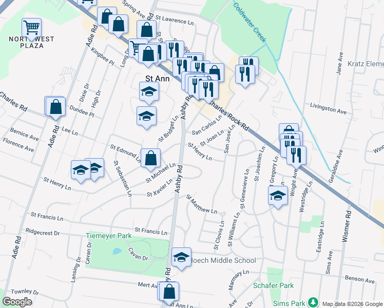 map of restaurants, bars, coffee shops, grocery stores, and more near 27 Constance Court in Saint Ann