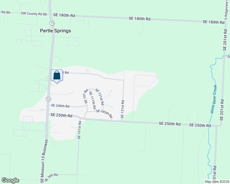 map of restaurants, bars, coffee shops, grocery stores, and more near 234 Southeast 131st Road in Warrensburg