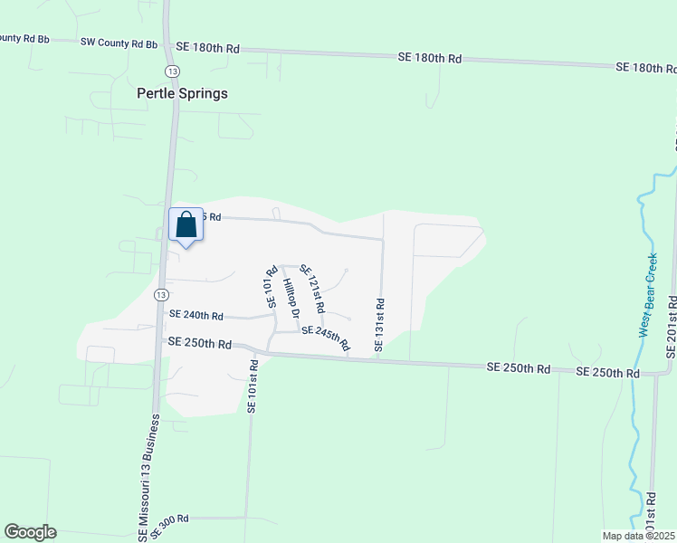 map of restaurants, bars, coffee shops, grocery stores, and more near 120 Southeast 235th Road in Warrensburg