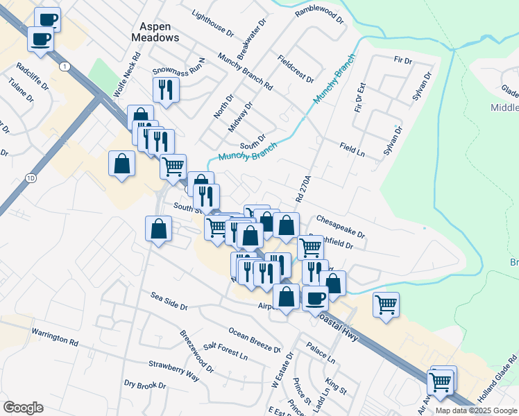 map of restaurants, bars, coffee shops, grocery stores, and more near 35948 Haven Drive in Rehoboth Beach