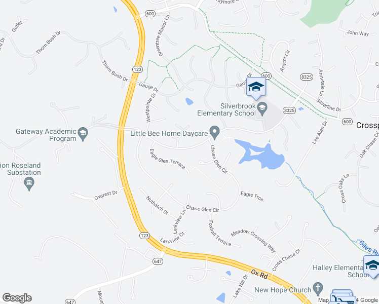 map of restaurants, bars, coffee shops, grocery stores, and more near 9535 Crosspointe Drive in Fairfax Station