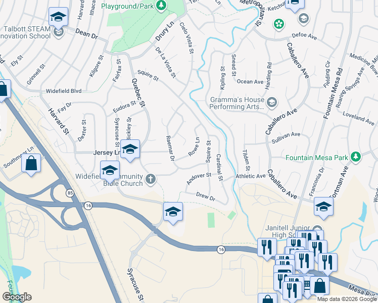 map of restaurants, bars, coffee shops, grocery stores, and more near 622 Empress Circle in Colorado Springs