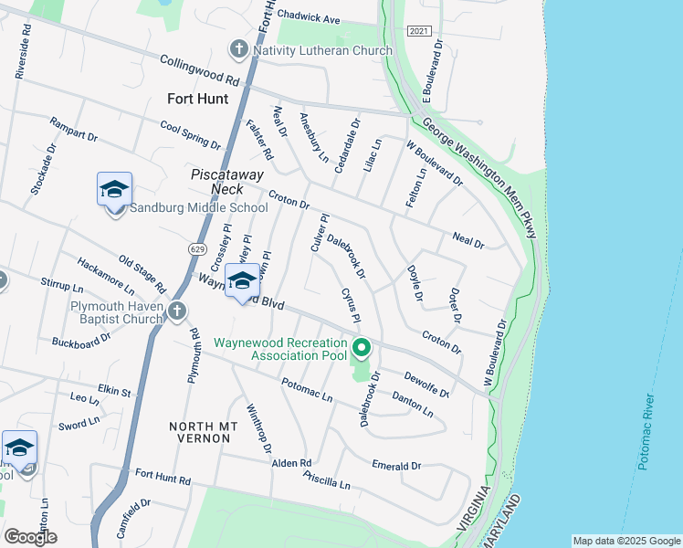 map of restaurants, bars, coffee shops, grocery stores, and more near 8511 Cyrus Place in Alexandria