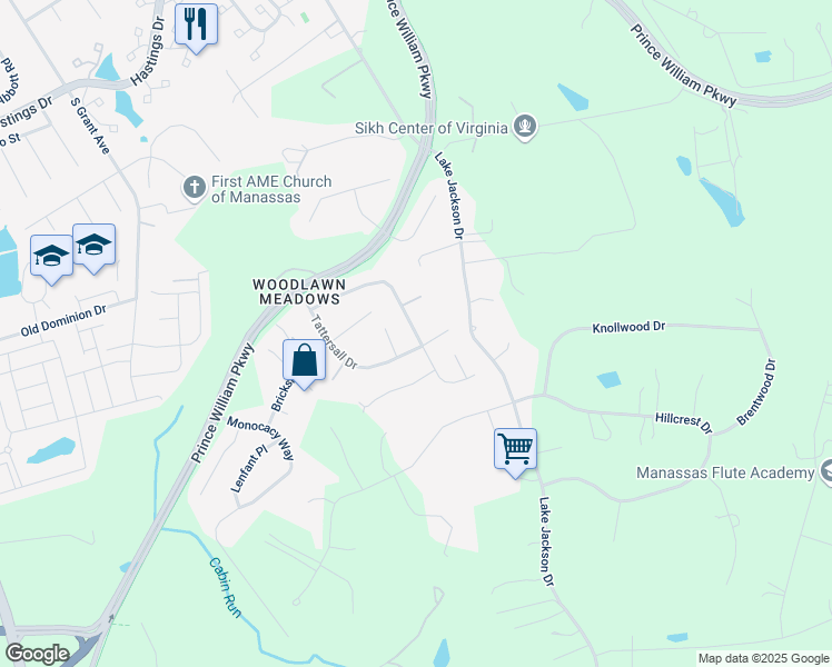 map of restaurants, bars, coffee shops, grocery stores, and more near 8326 Mineral Springs Dr in Manassas