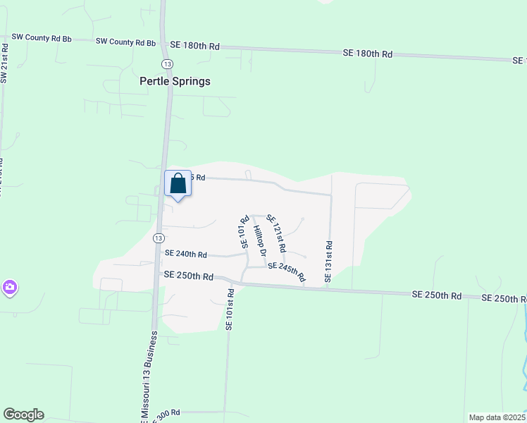 map of restaurants, bars, coffee shops, grocery stores, and more near 225 Southeast 121st Road in Warrensburg