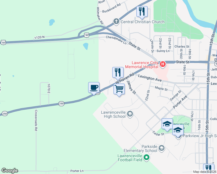 map of restaurants, bars, coffee shops, grocery stores, and more near 2746 West Haven Road in Lawrenceville