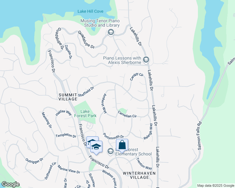 map of restaurants, bars, coffee shops, grocery stores, and more near 2543 Carnelian Circle in El Dorado Hills