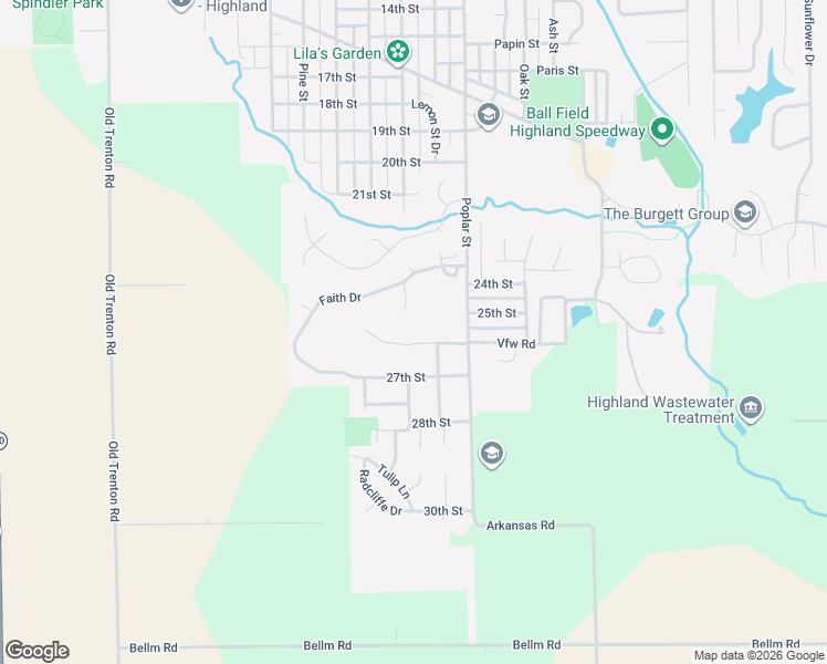map of restaurants, bars, coffee shops, grocery stores, and more near 2520 Poplar Street in Highland