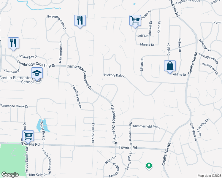 map of restaurants, bars, coffee shops, grocery stores, and more near 955 Lands End Circle in Saint Charles