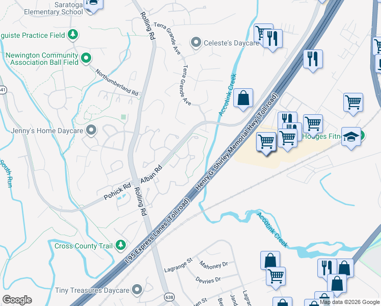 map of restaurants, bars, coffee shops, grocery stores, and more near 8441 Canyon Oak Drive in Springfield