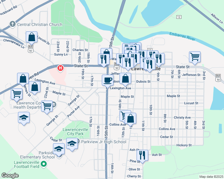 map of restaurants, bars, coffee shops, grocery stores, and more near 1416 Lexington Avenue in Lawrenceville