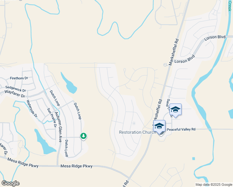 map of restaurants, bars, coffee shops, grocery stores, and more near 7110 Peachleaf Drive in Colorado Springs