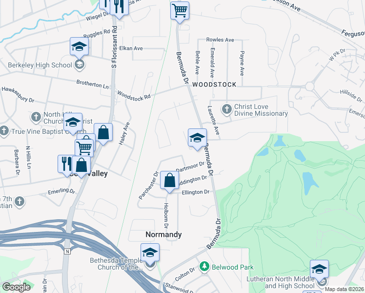 map of restaurants, bars, coffee shops, grocery stores, and more near 5901 Annex Court in Saint Louis
