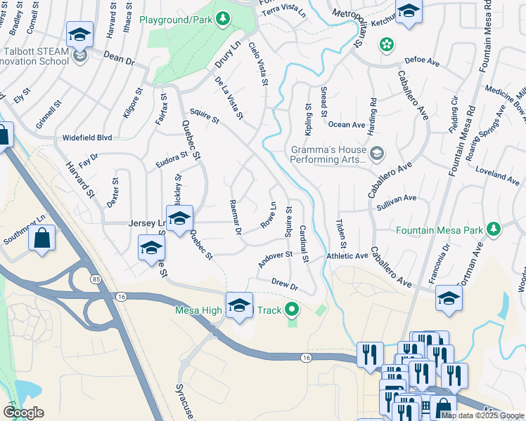 map of restaurants, bars, coffee shops, grocery stores, and more near 622 Empress Circle in Colorado Springs