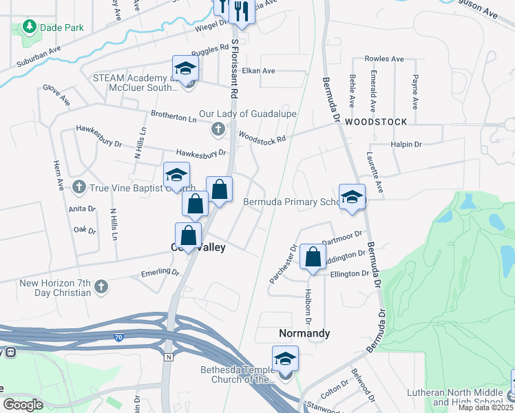 map of restaurants, bars, coffee shops, grocery stores, and more near 1239 Weleba Avenue in St. Louis
