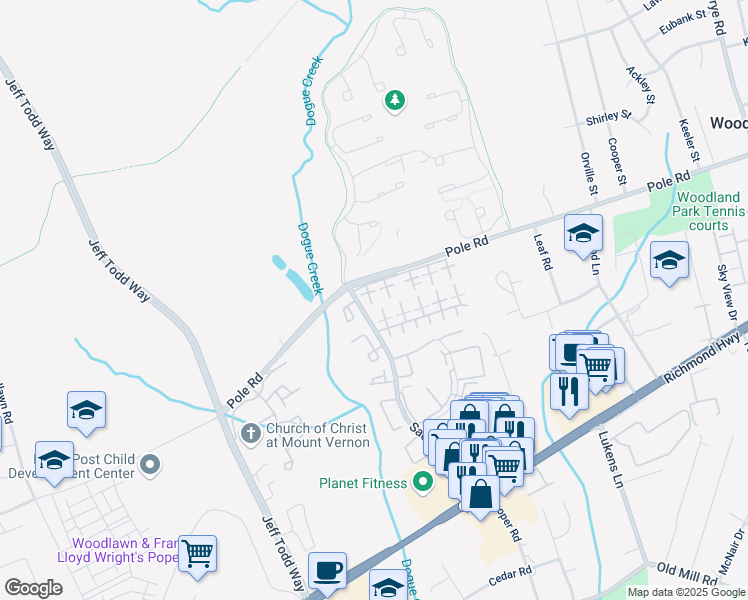 map of restaurants, bars, coffee shops, grocery stores, and more near 8417 Eureka Court in Alexandria