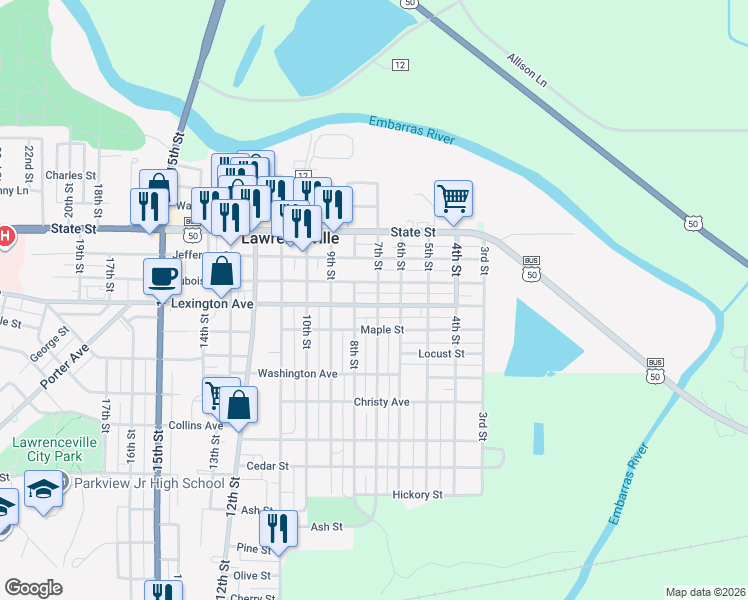 map of restaurants, bars, coffee shops, grocery stores, and more near 701 Lexington Avenue in Lawrenceville