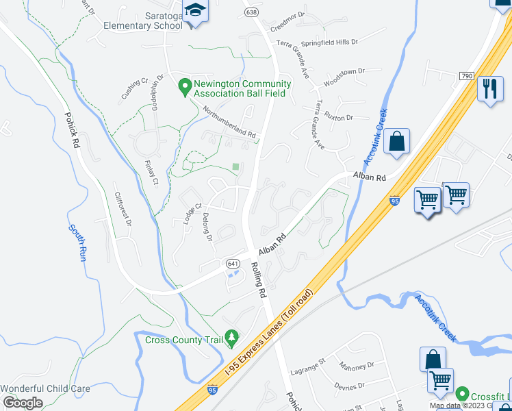 map of restaurants, bars, coffee shops, grocery stores, and more near Gambel Oak Drive in Springfield