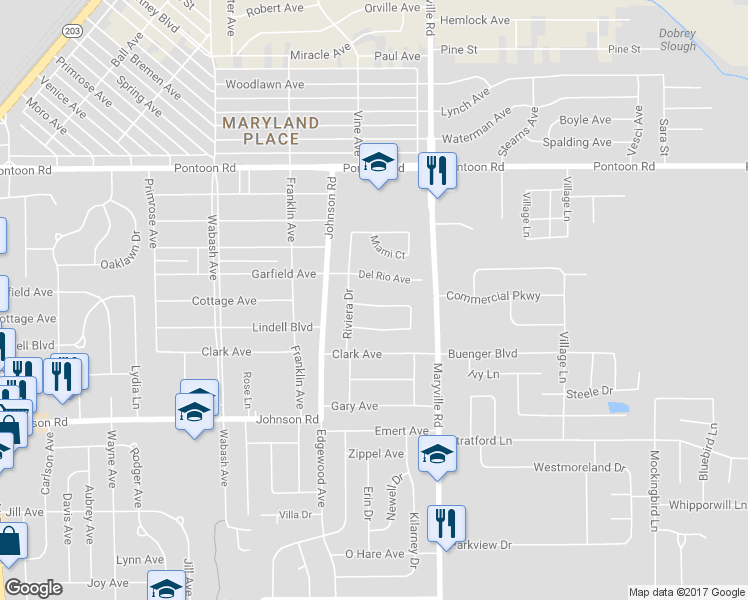 map of restaurants, bars, coffee shops, grocery stores, and more near 9 Bermuda Lane in Granite City