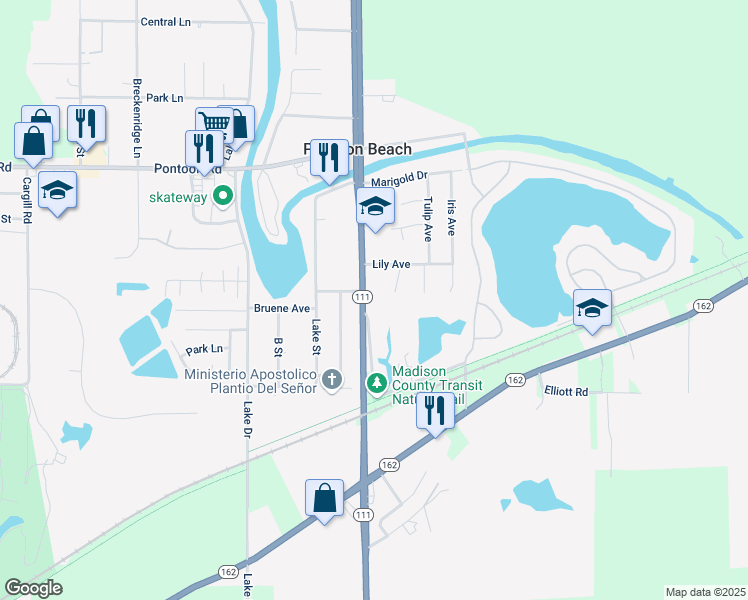 map of restaurants, bars, coffee shops, grocery stores, and more near 3900 Illinois 111 in Pontoon Beach