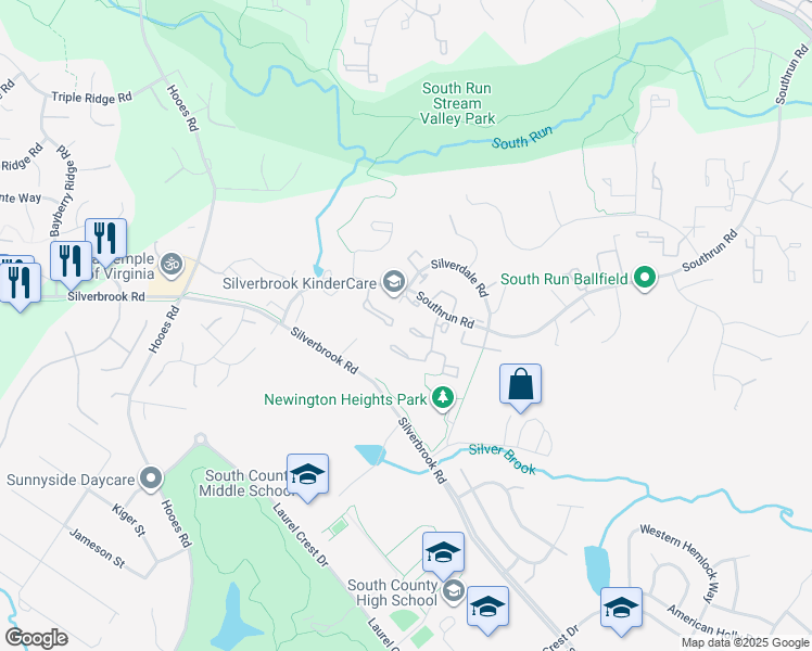 map of restaurants, bars, coffee shops, grocery stores, and more near 8576 Blackfoot Court in Lorton