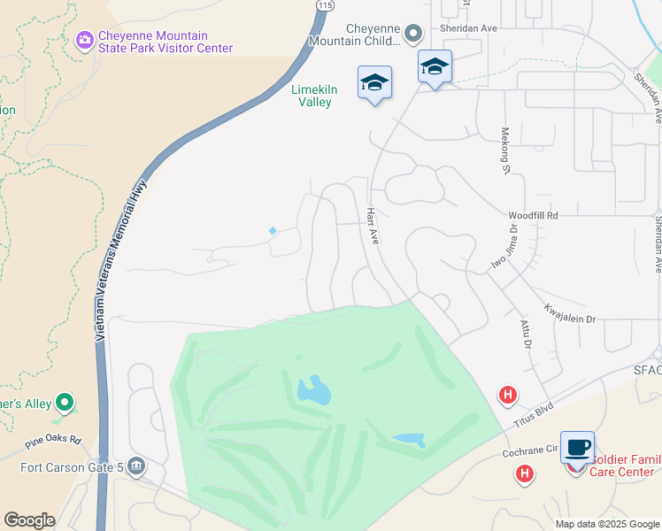 map of restaurants, bars, coffee shops, grocery stores, and more near in Colorado Springs