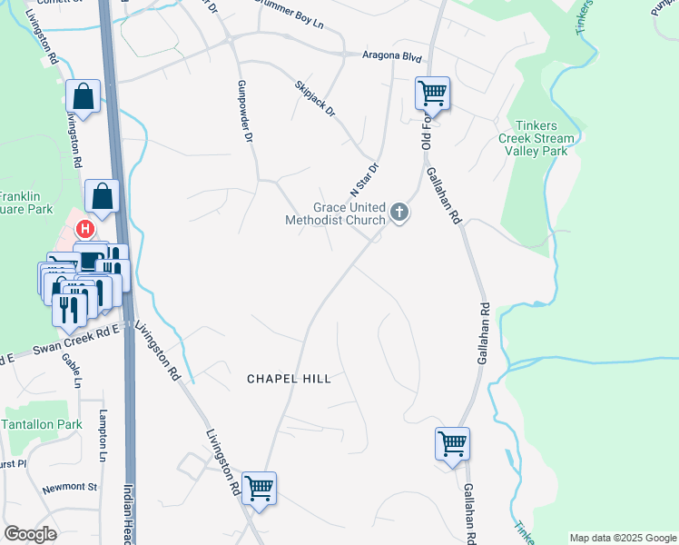map of restaurants, bars, coffee shops, grocery stores, and more near 11811 Old Fort Road in Fort Washington