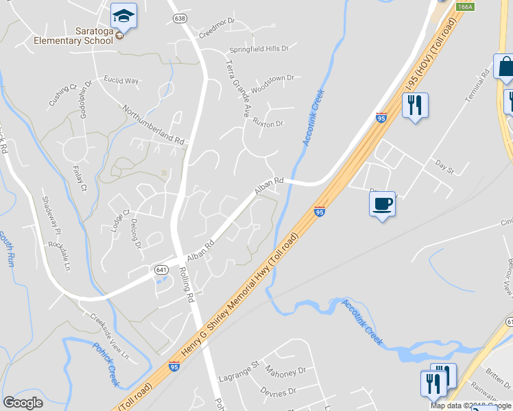 map of restaurants, bars, coffee shops, grocery stores, and more near 8442 Springfield Oaks Drive in Springfield