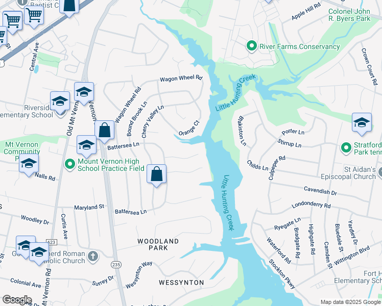 map of restaurants, bars, coffee shops, grocery stores, and more near 3106 McGeorge Terrace in Alexandria