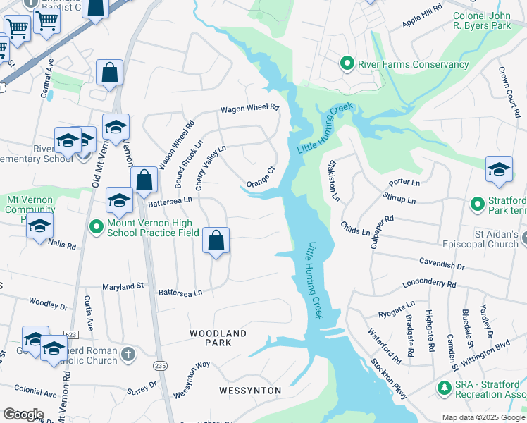map of restaurants, bars, coffee shops, grocery stores, and more near 3106 McGeorge Terrace in Alexandria