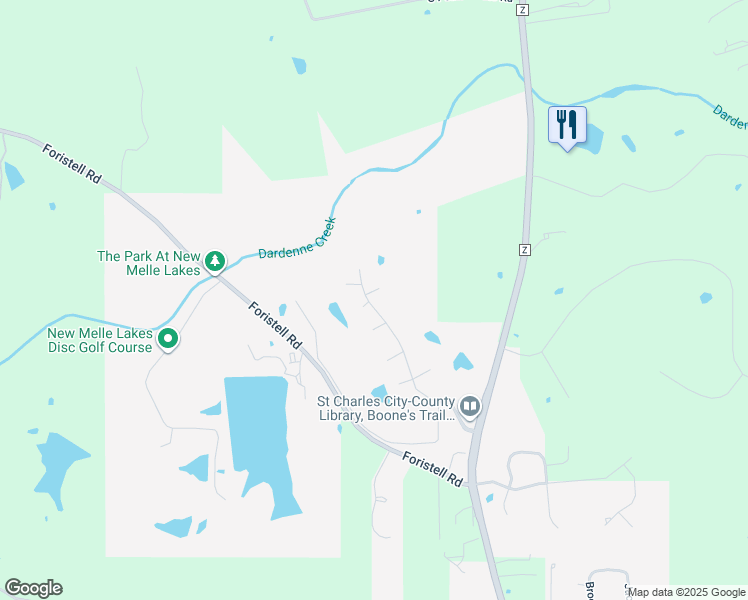 map of restaurants, bars, coffee shops, grocery stores, and more near 238 Fiddlecreek Ridge Road in Wentzville