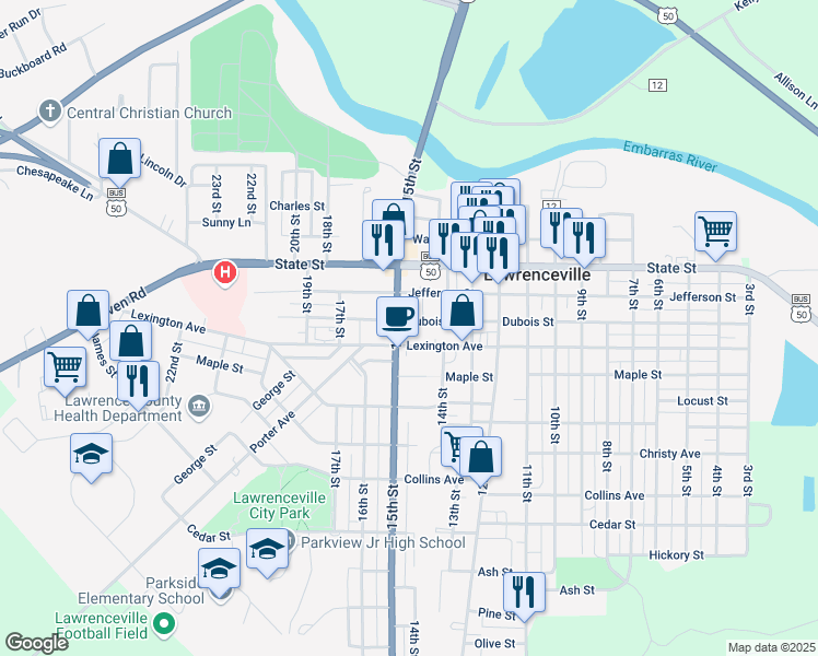 map of restaurants, bars, coffee shops, grocery stores, and more near 1416-1498 Lexington Street in Lawrenceville