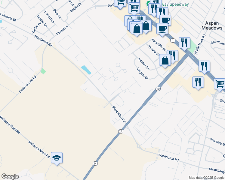 map of restaurants, bars, coffee shops, grocery stores, and more near 34791 Mute Swan Lane in Rehoboth Beach