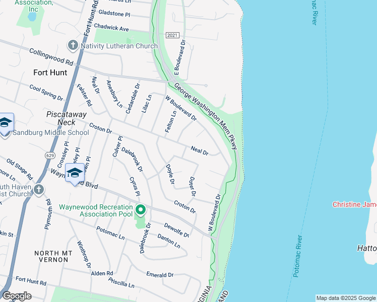 map of restaurants, bars, coffee shops, grocery stores, and more near 8417 Tenley Street in Alexandria