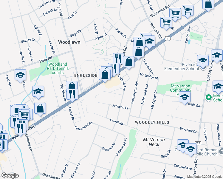 map of restaurants, bars, coffee shops, grocery stores, and more near 4316 Halfe Street in Alexandria