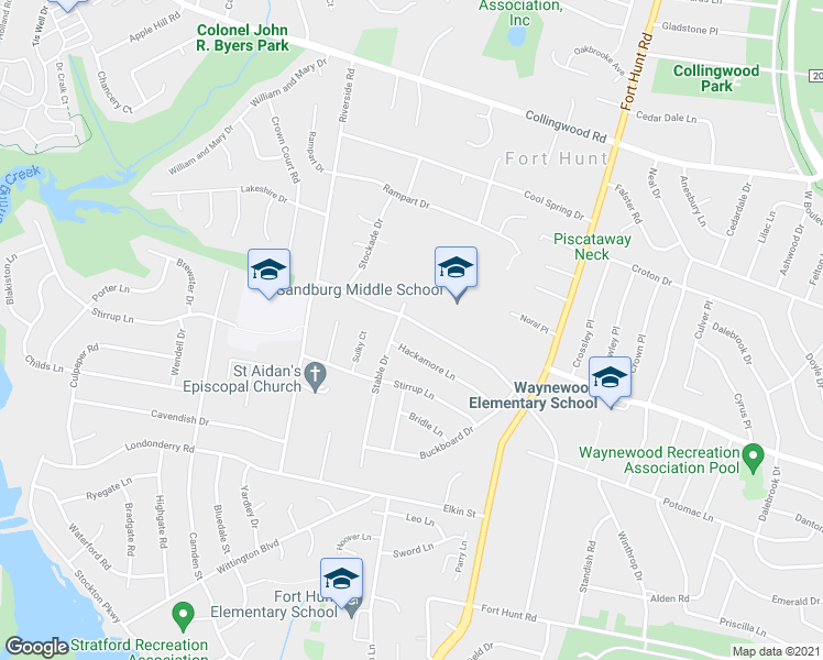 map of restaurants, bars, coffee shops, grocery stores, and more near 1907 Old Stage Road in Alexandria