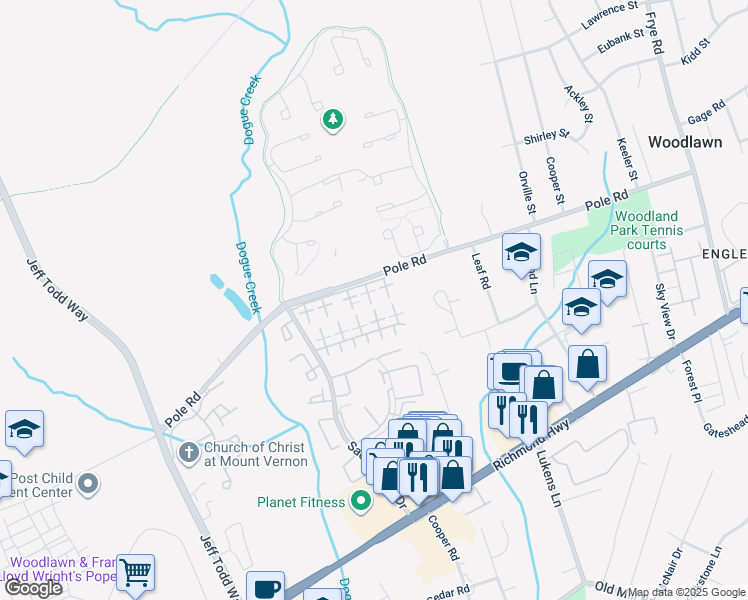 map of restaurants, bars, coffee shops, grocery stores, and more near 8419 Benecia Court in Alexandria