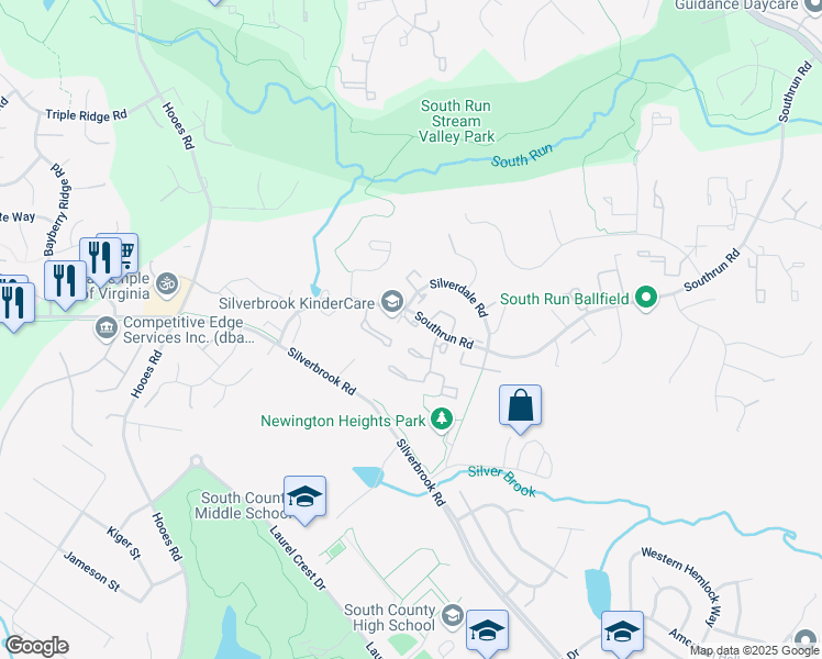 map of restaurants, bars, coffee shops, grocery stores, and more near 8408 White Feather Court in Lorton