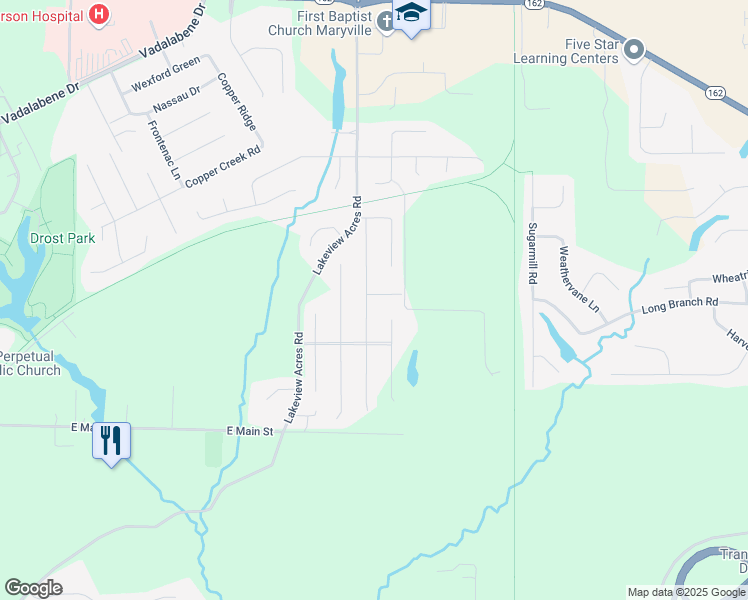map of restaurants, bars, coffee shops, grocery stores, and more near 6700 Crossington Drive in Maryville