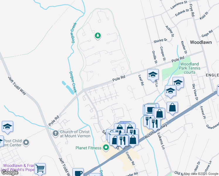 map of restaurants, bars, coffee shops, grocery stores, and more near 8419 Benecia Court in Alexandria