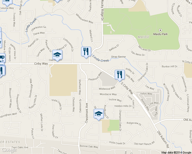 map of restaurants, bars, coffee shops, grocery stores, and more near 1206 Sheridan Avenue in Roseville
