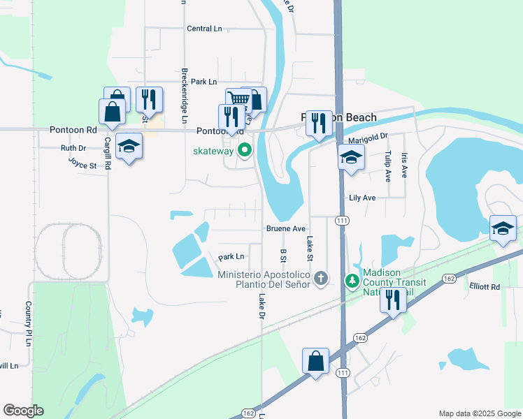 map of restaurants, bars, coffee shops, grocery stores, and more near 4056 Oakmont Drive in Pontoon Beach
