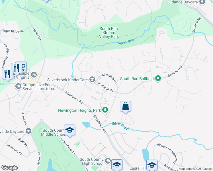 map of restaurants, bars, coffee shops, grocery stores, and more near 8511 Blue Rock Lane in Lorton