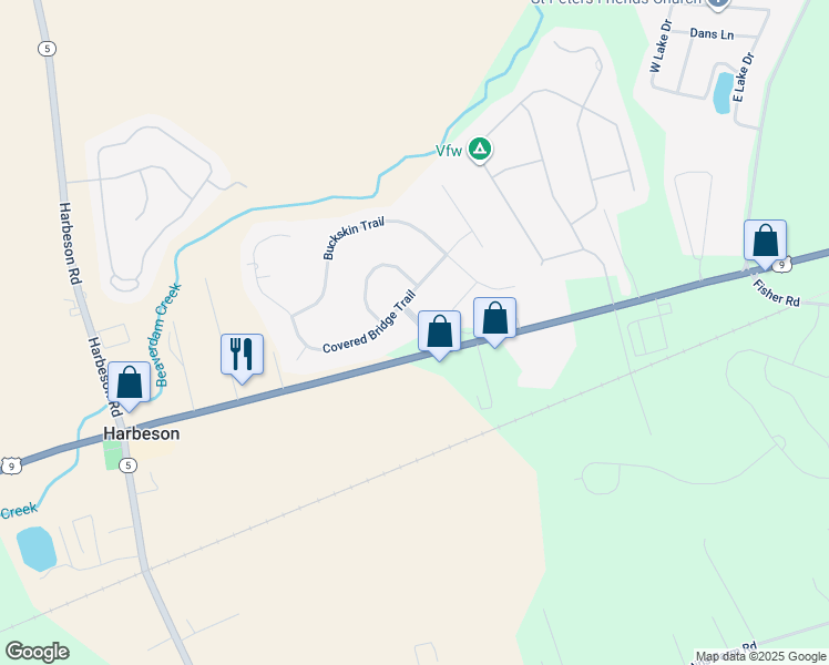 map of restaurants, bars, coffee shops, grocery stores, and more near 18963 Beaver Creek Drive in Harbeson