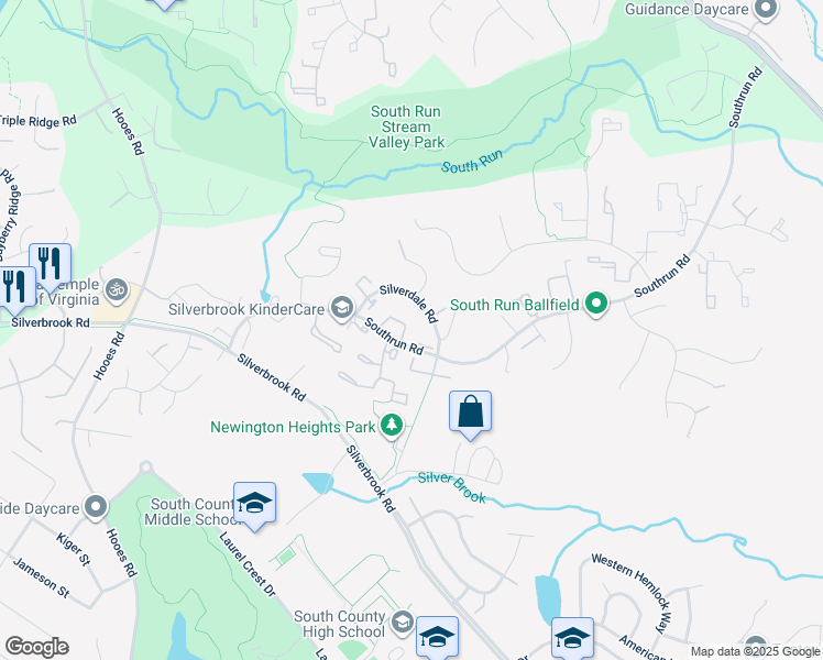 map of restaurants, bars, coffee shops, grocery stores, and more near 8516 Blue Rock Lane in Lorton