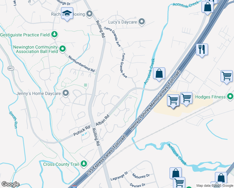 map of restaurants, bars, coffee shops, grocery stores, and more near 7666 Northern Oaks Court in Springfield