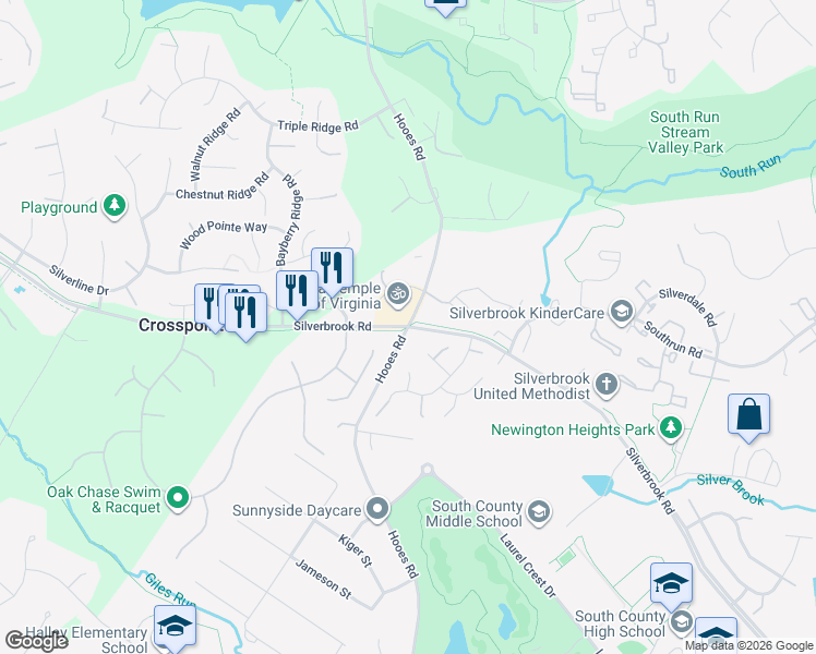 map of restaurants, bars, coffee shops, grocery stores, and more near in Crosspointe