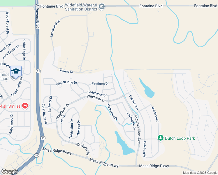 map of restaurants, bars, coffee shops, grocery stores, and more near 8354 Freestar Way in Colorado Springs