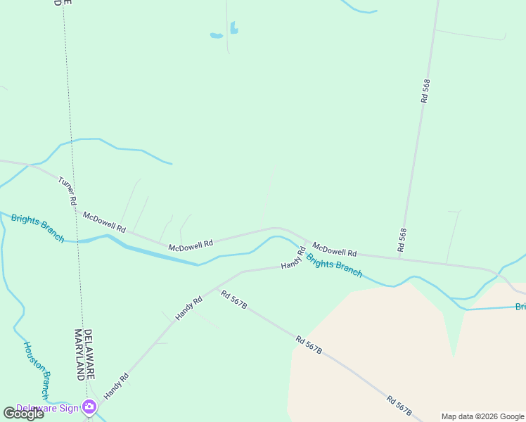 map of restaurants, bars, coffee shops, grocery stores, and more near 2461 McDowell Road in Bridgeville