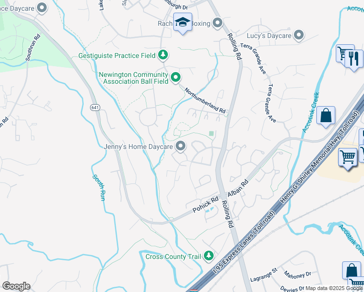 map of restaurants, bars, coffee shops, grocery stores, and more near 7726 Brandeis Way in Springfield